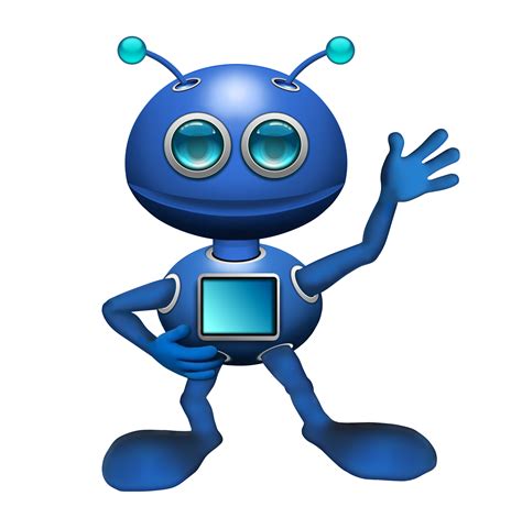 Blue Robot On White Background Free Image Download