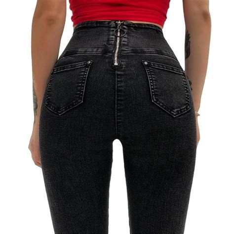 Women High Waist Skinny Jeans With Zipper In The Back New Vintage Push