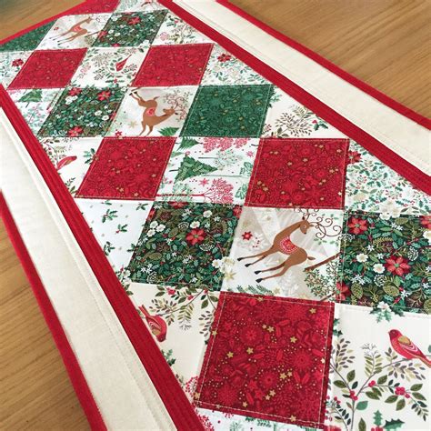 Quilted Christmas Table Runner Holiday Table Runner Festive Etsy