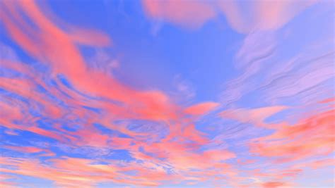 Sky Sunset Orange Animation Clouds Blue Sky 4k Stock Footage Video