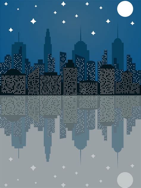 Night Cityscape In Flat Style Stock Vector Illustration Of Modern