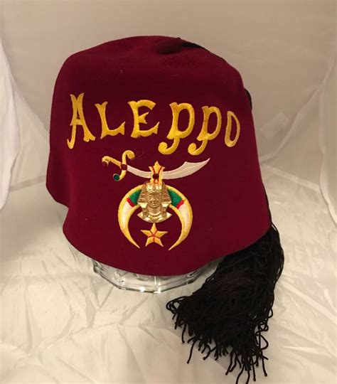 Shriners Fez Aleppo Masonic Red Embroidered Hat Vintage Etsy