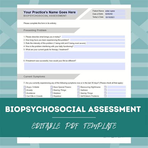 Biopsychosocial Assessment Template Pdf For Counselors Etsy