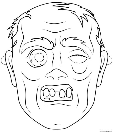 See more ideas about coloring pages, coloring books, plants vs zombies. Zombie Mask Outline Halloween Coloring Pages Printable