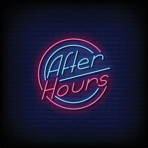Neon Sign After Hours With Brick Wall Background Vector 14969489 Vector