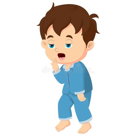 Cute Boy Wearing Pajamas Yawning Stock Vector Illustration Of Awoke