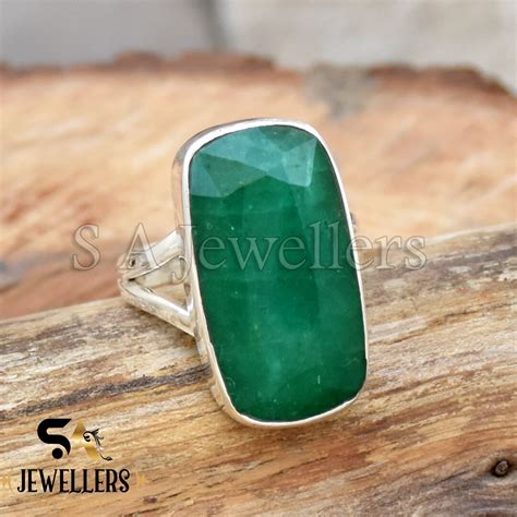 Indian Emerald Ring 925 Sterling Silver Handmade Ring Boho Etsy