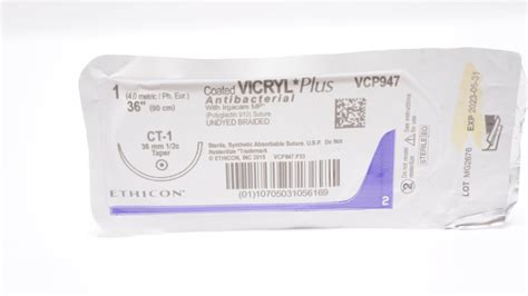 Ethicon Vcp947 1 Vicryl Plus Ct 1 36mm 12c Taper 36inch X Imedsales
