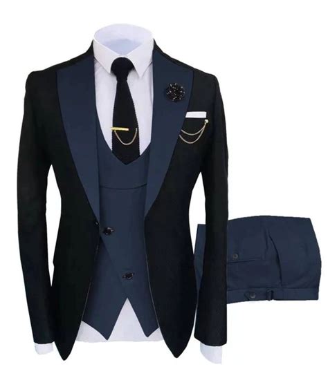 black and blue 3 piece tuxedo upscale men s formal attire in canada