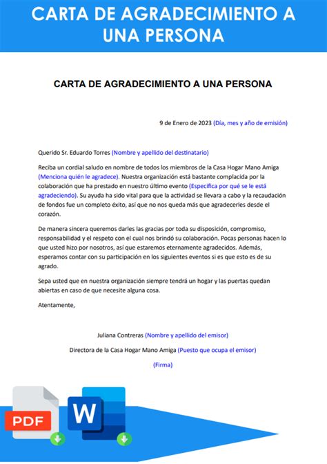 Modelo De Carta De Agradecimiento A La Empresa Formato De Carta Porn