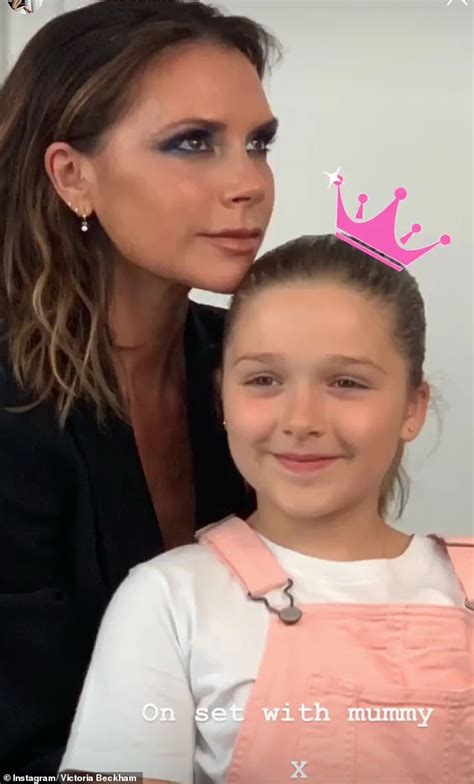 victoria beckham welcomes daughter harper on set for the photo shoot of a upcoming venture