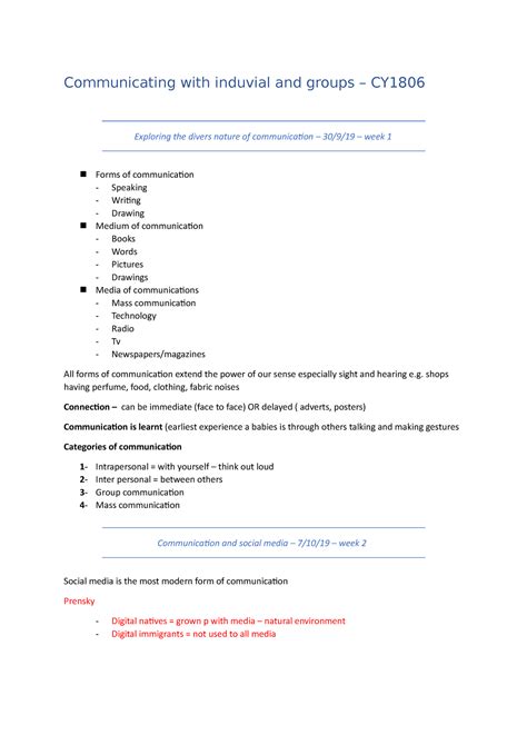 Notes Communicating With Induvial And Groups Communicating With