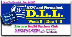 Dll Update Week Rd Quarter Daily Lesson Log Dec Dec