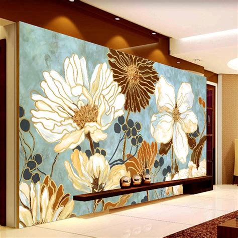 Vintage 3d Wallpaper Painting Flowers Wall Murals Custom