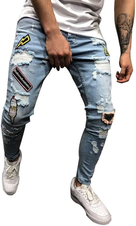 Bolawoo 77 Vintage Destroyed Jeans Herren Skinny Stretch Jeanshosen Mit
