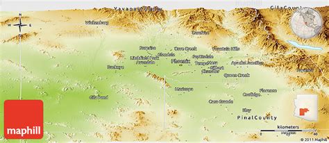 Physical Panoramic Map Of Maricopa County