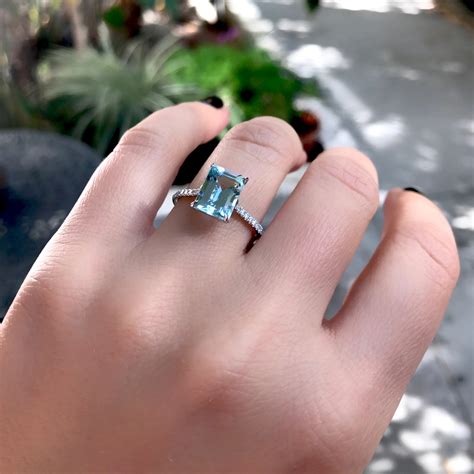 White Gold Aquamarine Engagement Ring With Diamonds Antoanetta