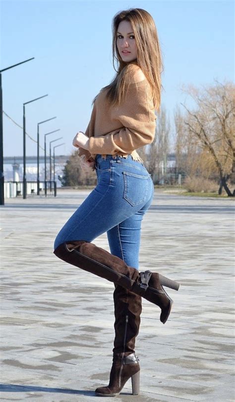 Tight Jeans Girls High Boots Outfit Looks Pinterest Gorgeous Women