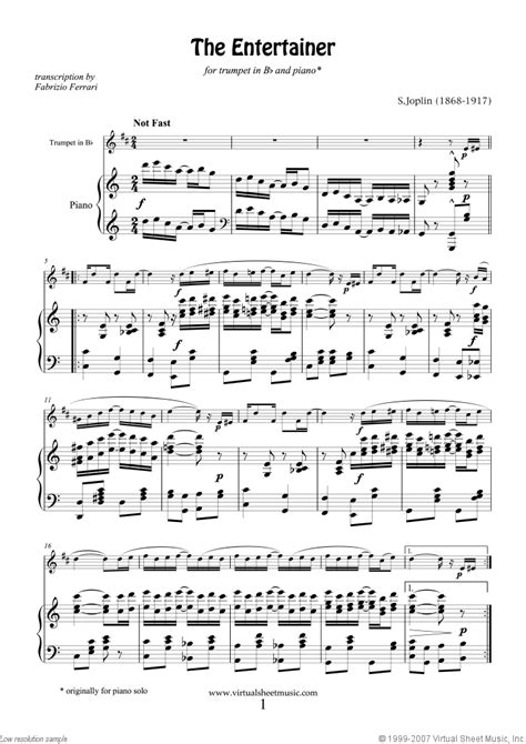 joplin  entertainer sheet   trumpet  piano