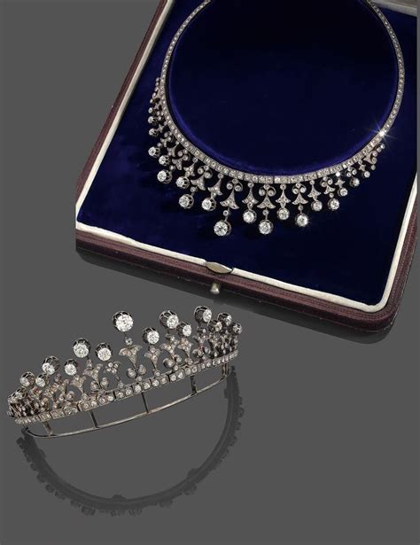 A Diamond Tiara Necklace Combination 1890 Shown In Both Forms On And