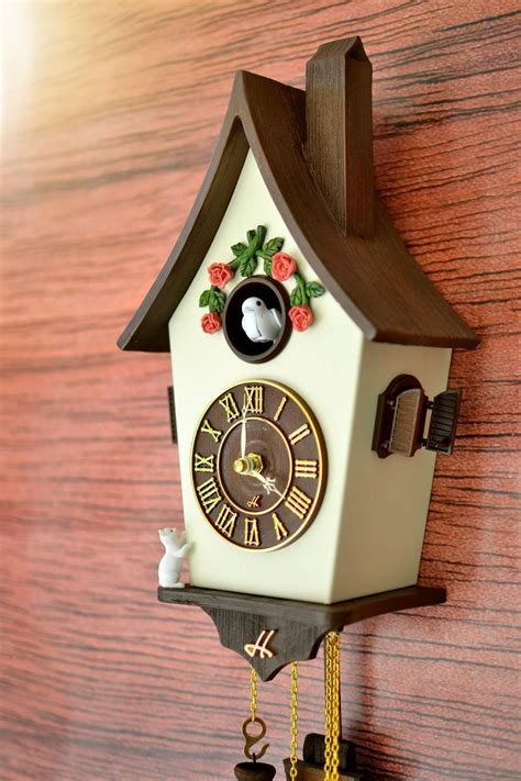 Brown Cream Cuckoo Clockcuckoo Clock Coming Out With The Bird Full