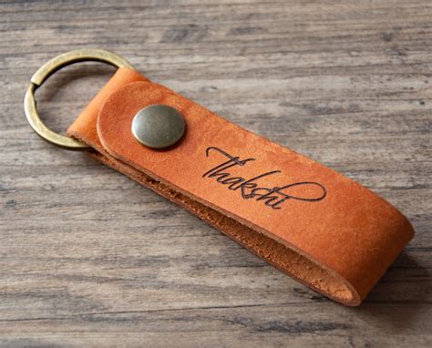 Engraved Leather Keychain Personalized Leather Keychain Belt Etsy