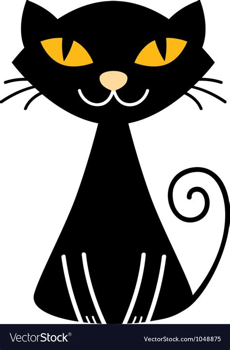 Cute Halloween Black Cat Isolated On White Vector Image