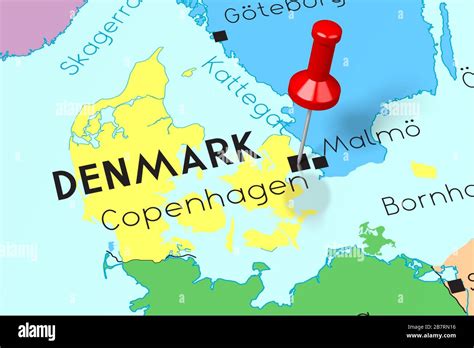 Denmark Copenhagen Capital City Pinned On Political Map Stock Photo
