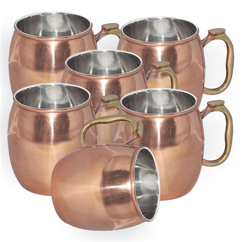 Buy Prisha India Craft Copper Plating Stainless Steel Mug For Moscow Mules 550 Ml Set Of 6