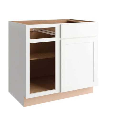 Buy Courtland Polar White Finish Laminate Shaker Stock Assembled Blind Base Kitchen Cabinet