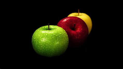 Three Colored Apples 1920 X 1080 Hdtv 1080p Wallpaper