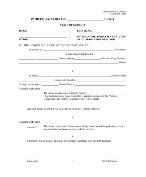 Child Custody Letter Template Awesome Guardianship Forms 9 Free Pdf
