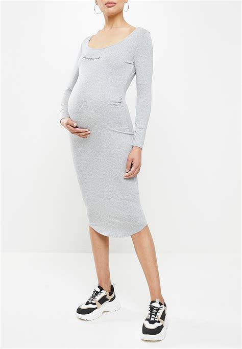 Maternity Missguided Long Sleeve Dress Grey Marl Missguided Dresses