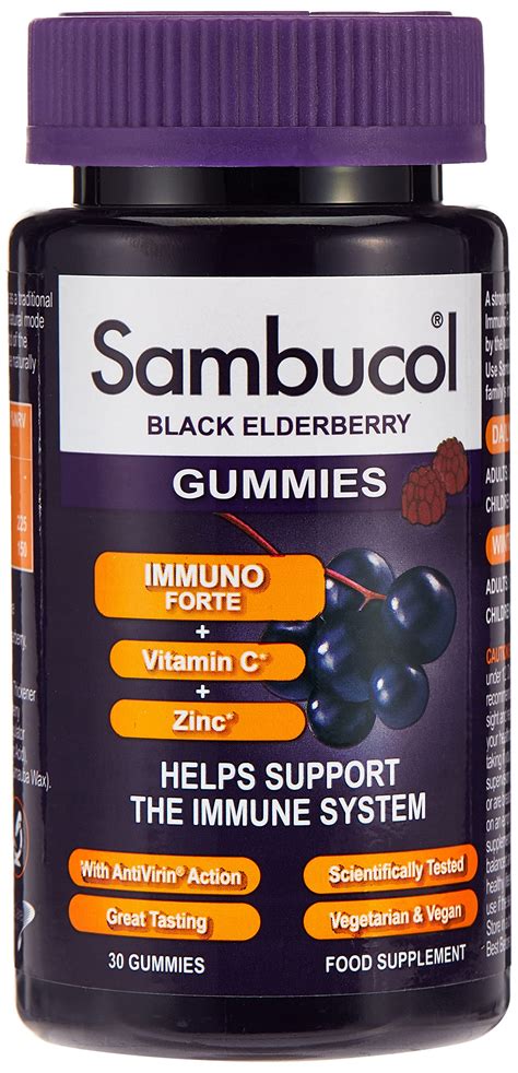 buy sambucol immuno forte gummies with c and zinc adult immune support supplement 30 gummies