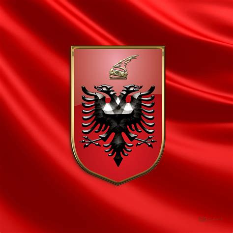 albania coat of arms over flag digital art by serge averbukh fine art america