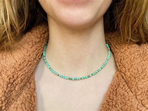Turquoise Beaded Choker Necklace Trendy Choker Beach Etsy Trendy