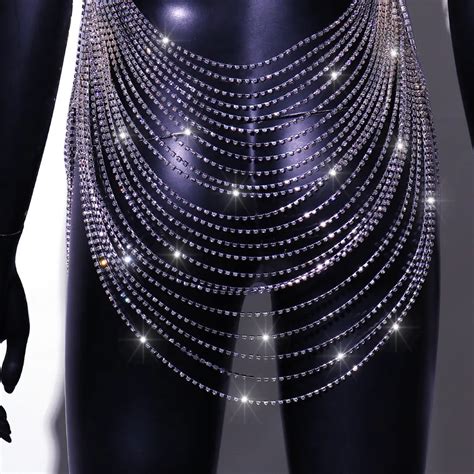 Stonefans Crystal Tassel Body Crystal Chain Skirt Sexy Bikini Dress