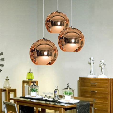 Coquimbo Globe Pendant Lights Copper Glass Mirror Ball Hanging Lamp