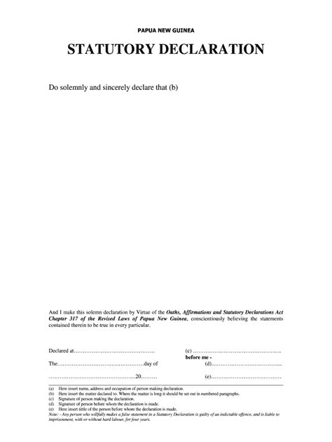 Statutory Declaration Form Fill Out And Sign Printable Pdf Template