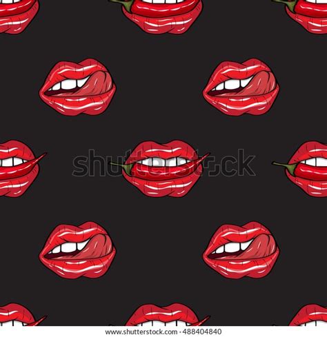 Vector Illustration Sexy Red Lips Tounge Stock Vector Royalty Free