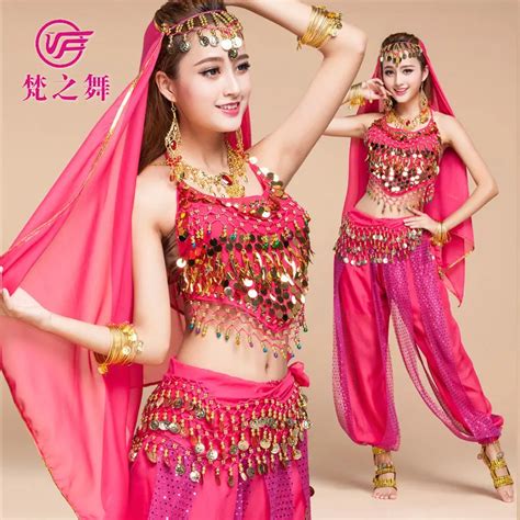 Plus Size 4pcs Bellydance Costume Set Indian Costume For Dance Egypt Belly Dance Veil Top Belt