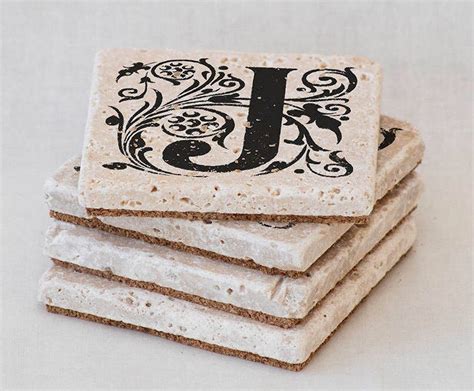 Personalized Coasters Set Of 4 Natural Stone Drink Coasters Etsy