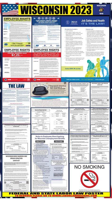 2023 Wisconsin Labor Law Posters State Federal OSHA LABORLAWHRSIGNS