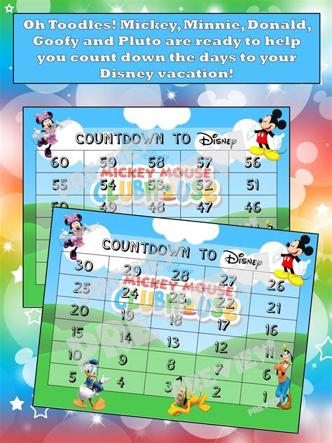 Disney Countdown Calendar Mickey Minnie Donald Goofy Pluto