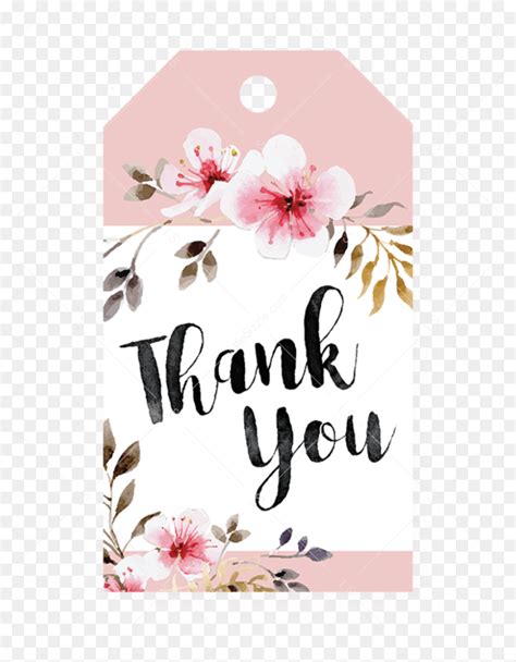 Card template can be passed through any. Transparent Pink Thank You Png - Thank You Tag Floral, Png ...