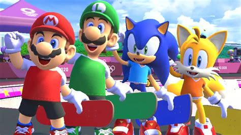 Mario Sonic At The Olympic Games Tokyo 2020 Skateboarding All