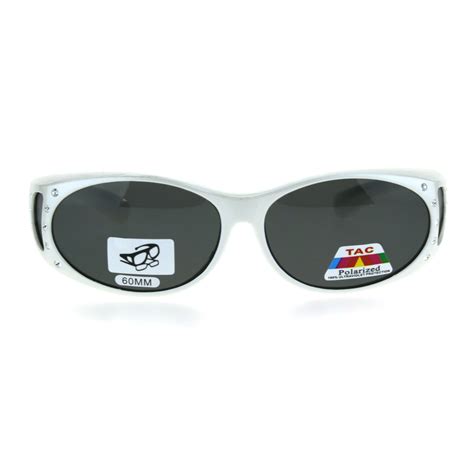 Sa106 Polarized Womens Rhinestone Pearl Oval Round 60mm Otg Fit Over Sunglasses White