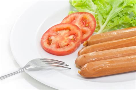 Fork In Sausage Plate Stock Photo Image Of Long Eating 18655436