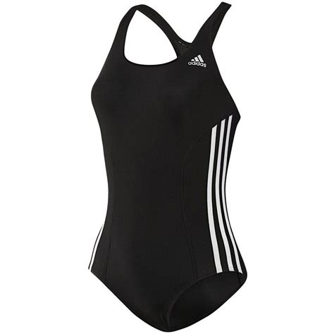 Adidas Womens 3 Stripe Authentic Swimsuit Blackwhite Sports