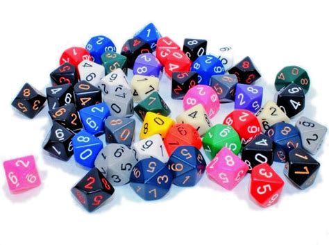 Opaque Dice Bag Of 50 Assorted D10s Dice Game Depot